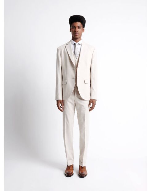 Gilet de costume en 100% coton lin grège