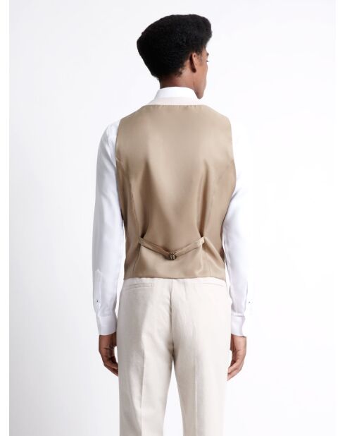 Gilet de costume en 100% coton lin grège