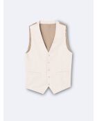 Gilet de costume en 100% coton lin grège