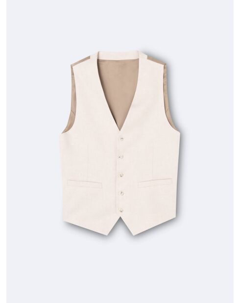 Gilet de costume en 100% coton lin grège