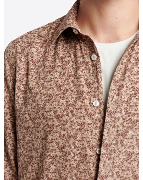 Chemise 100% coton fantaisie taupe