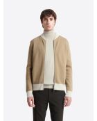Gilet col teddy en Coton & Cachemire bicolore new camel