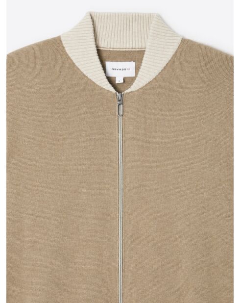 Gilet col teddy en Coton & Cachemire bicolore new camel