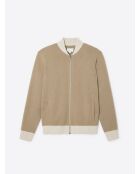 Gilet col teddy en Coton & Cachemire bicolore new camel