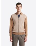 Cardigan à col montant coton-laine caramel