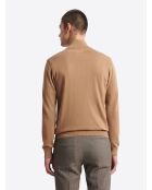 Cardigan à col montant coton-laine caramel