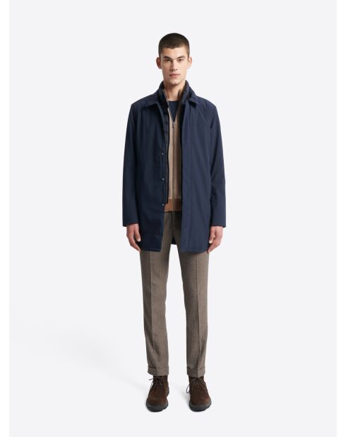 Cardigan à col montant coton-laine caramel