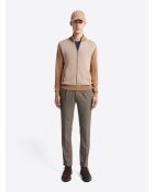 Cardigan à col montant coton-laine caramel