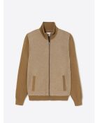 Cardigan à col montant coton-laine caramel