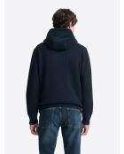 Cardigan à capuche bi-matière bleu marine