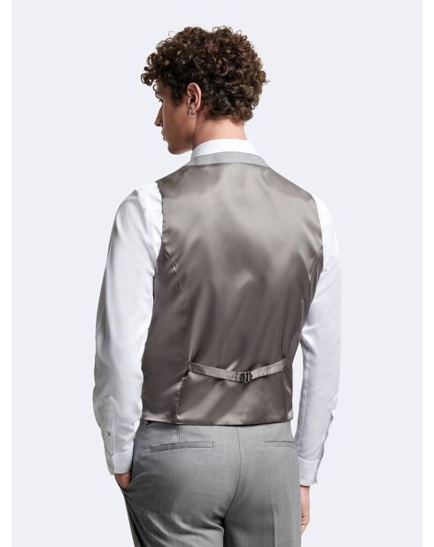 Gilet de costume 100% Laine gris chiné clair