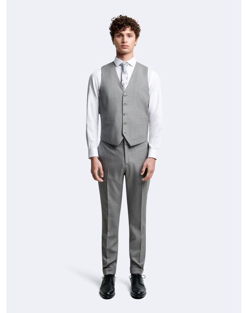 Gilet de costume 100% Laine gris chiné clair