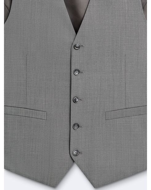 Gilet de costume 100% Laine gris chiné clair