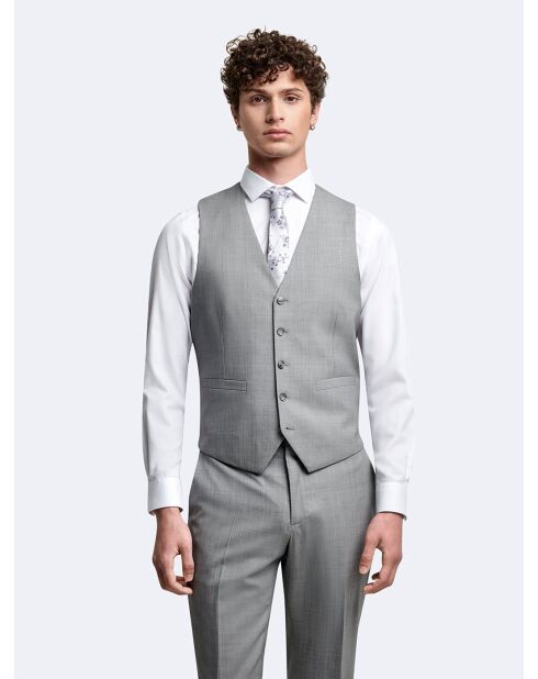 Gilet de costume 100% Laine gris chiné clair