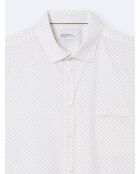 Chemise infroissable fleurie beige doux