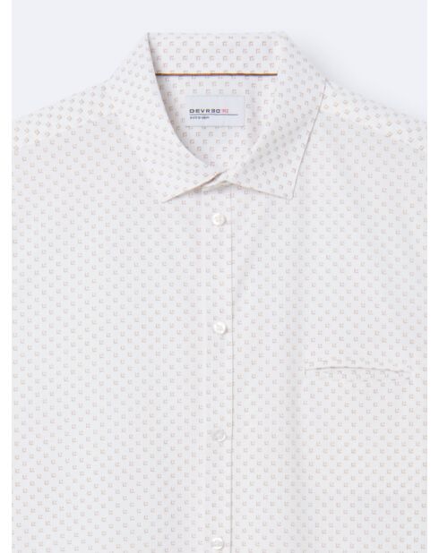 Chemise infroissable fleurie beige doux