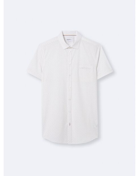 Chemise infroissable fleurie beige doux