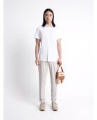 Chemise infroissable fleurie beige doux