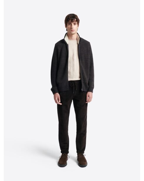 Cardigan à col zippé en laine mélangée choco