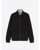 Cardigan à col zippé en laine mélangée choco