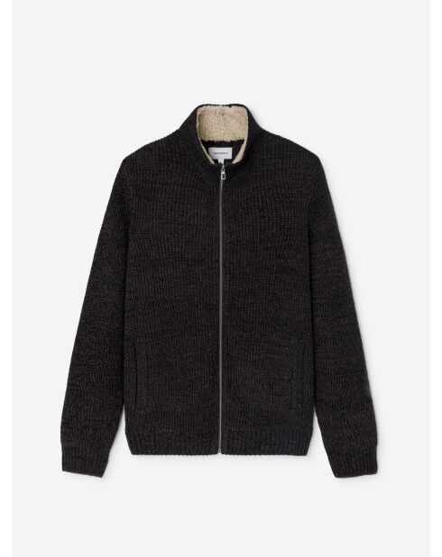 Cardigan à col zippé en laine mélangée choco