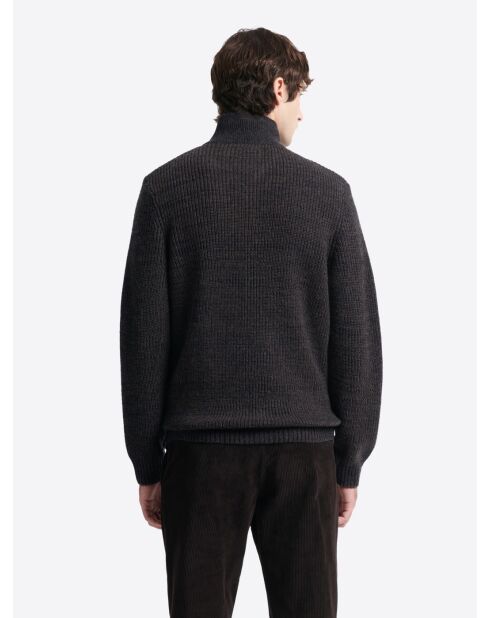 Cardigan à col zippé en laine mélangée choco