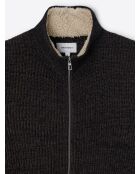 Cardigan à col zippé en laine mélangée choco