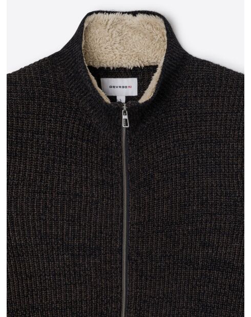 Cardigan à col zippé en laine mélangée choco