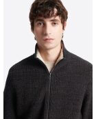 Cardigan à col zippé en laine mélangée choco