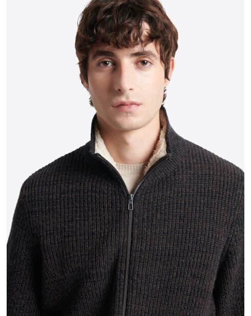 Cardigan à col zippé en laine mélangée choco