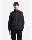 Cardigan à col zippé en laine mélangée choco