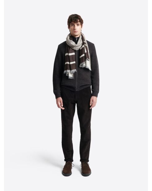 Cardigan à col zippé en laine mélangée choco