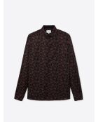 Chemise slim végétale en coton noire