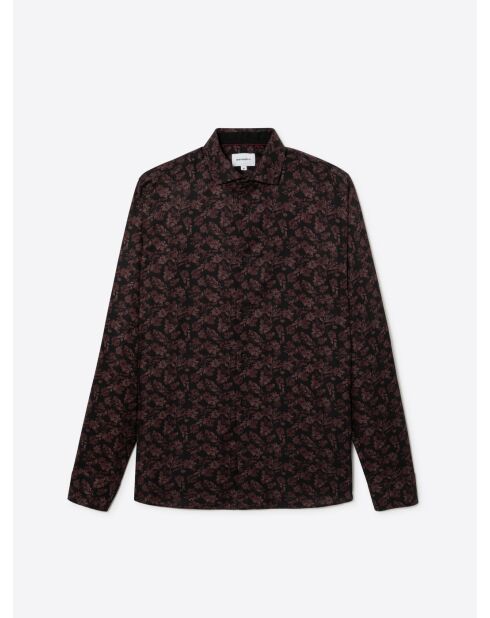 Chemise slim végétale en coton noire