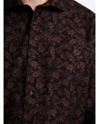 Chemise slim végétale en coton noire