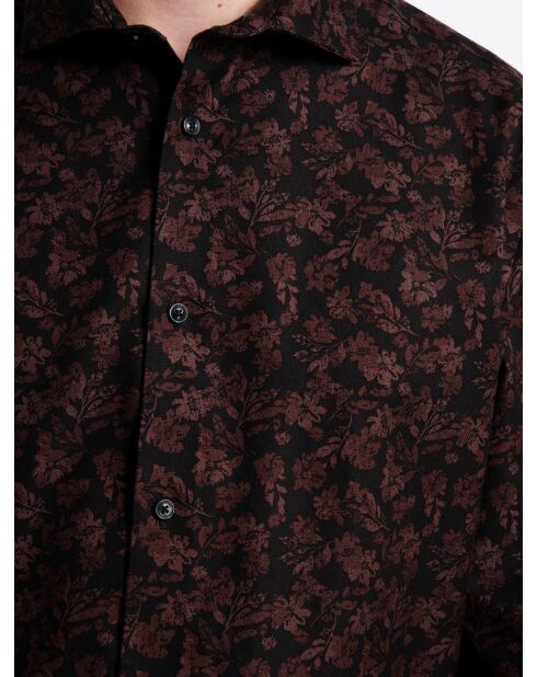 Chemise slim végétale en coton noire