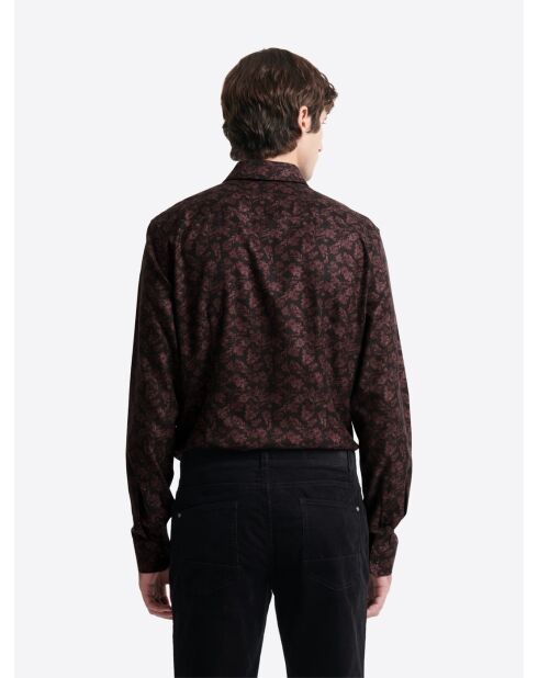 Chemise slim végétale en coton noire