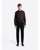 Chemise slim végétale en coton noire