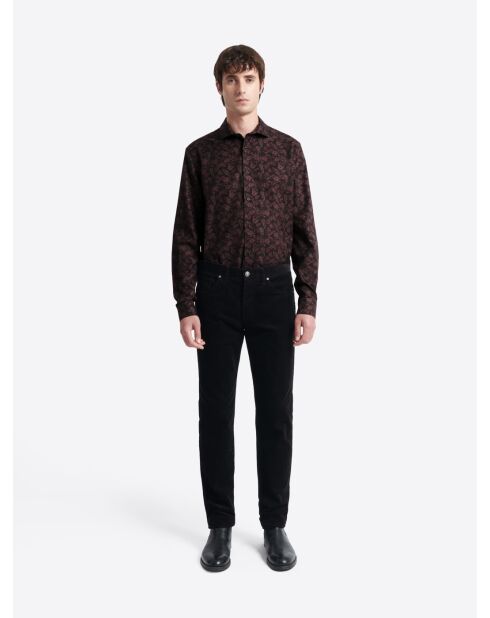 Chemise slim végétale en coton noire