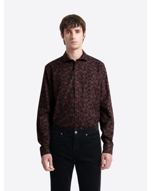 Chemise slim végétale en coton noire