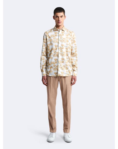 Chemise slim fleurie blanche