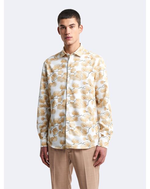 Chemise slim fleurie blanche