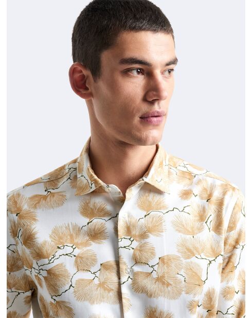 Chemise slim fleurie blanche