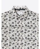 Chemise fleurie en popeline 100% coton blanche