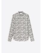 Chemise fleurie en popeline 100% coton blanche