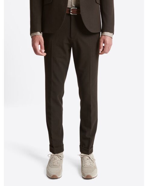 Pantalon de costume en matière recyclée chocolat