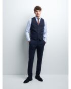 Gilet coordonnable en laine uni bleu marine