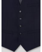 Gilet coordonnable en laine uni bleu marine