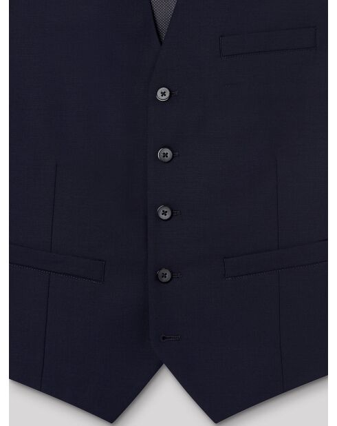 Gilet coordonnable en laine uni bleu marine