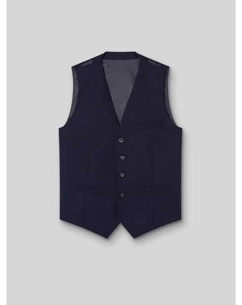 Gilet coordonnable en laine uni bleu marine